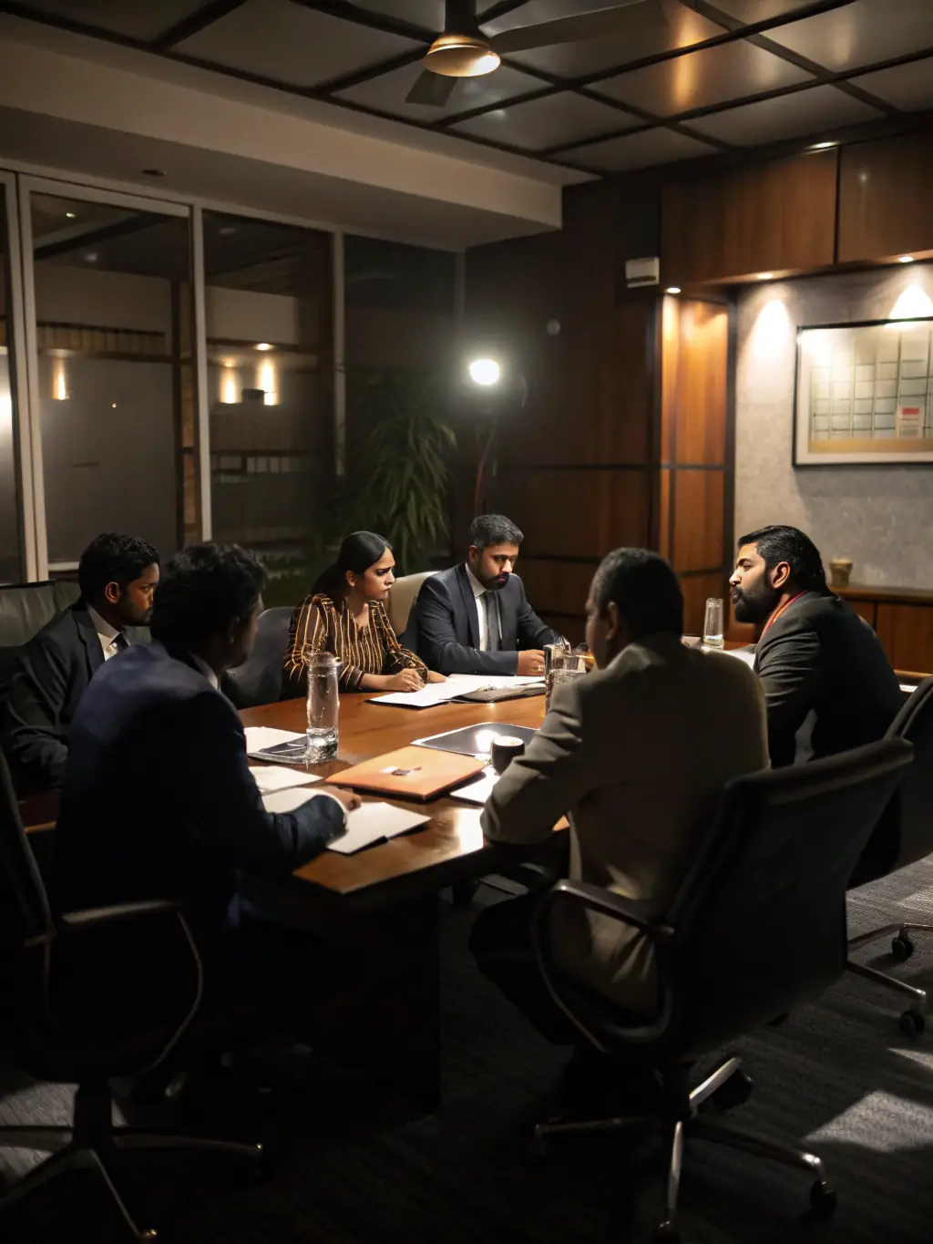 A picture of a leader addressing a team in a boardroom, illustrating the 'Leadership Mastery' program.